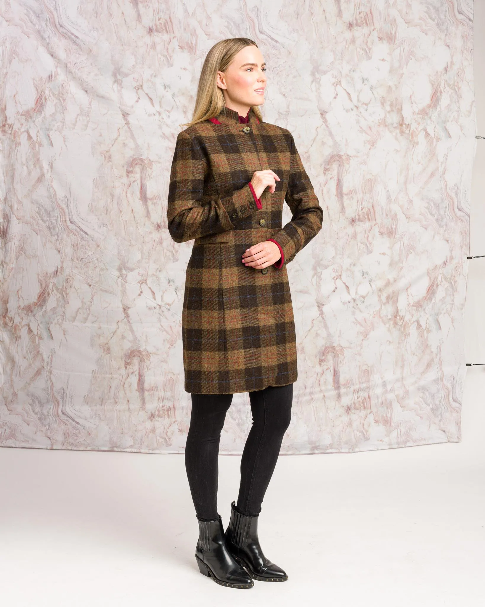 Pamela Tweed Coat - Auburn Check