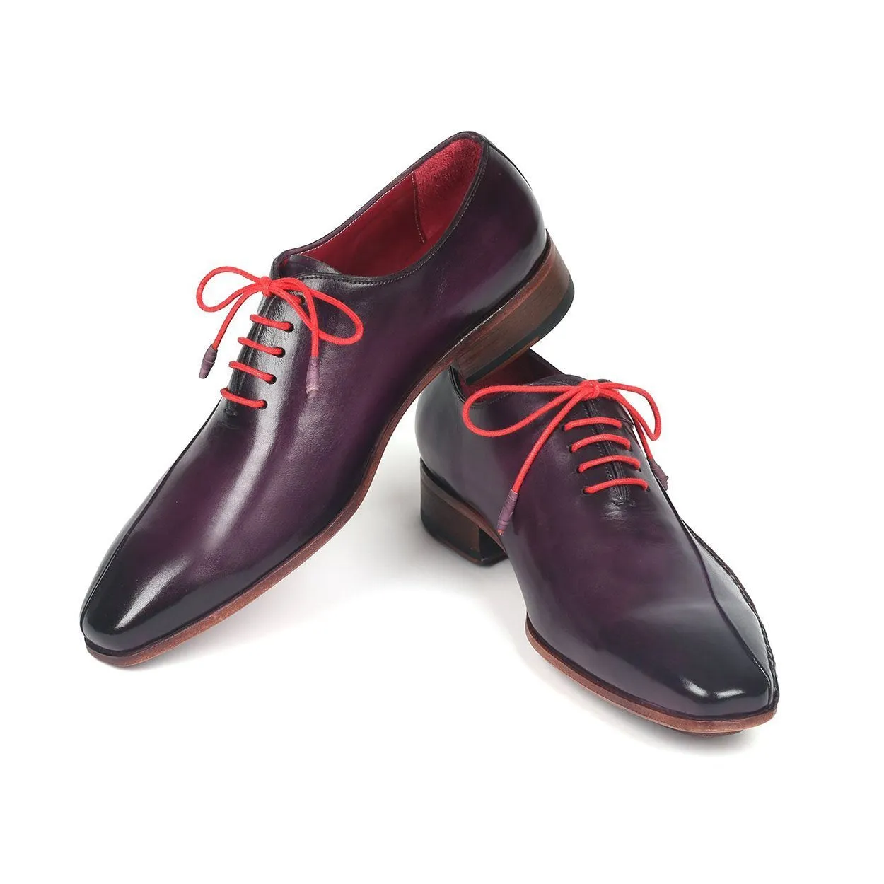 Paul Parkman 018-PRP Men's Shoes Purple Calf-Skin Leather Side Hawd-Sewn Oxfords (PM6281)