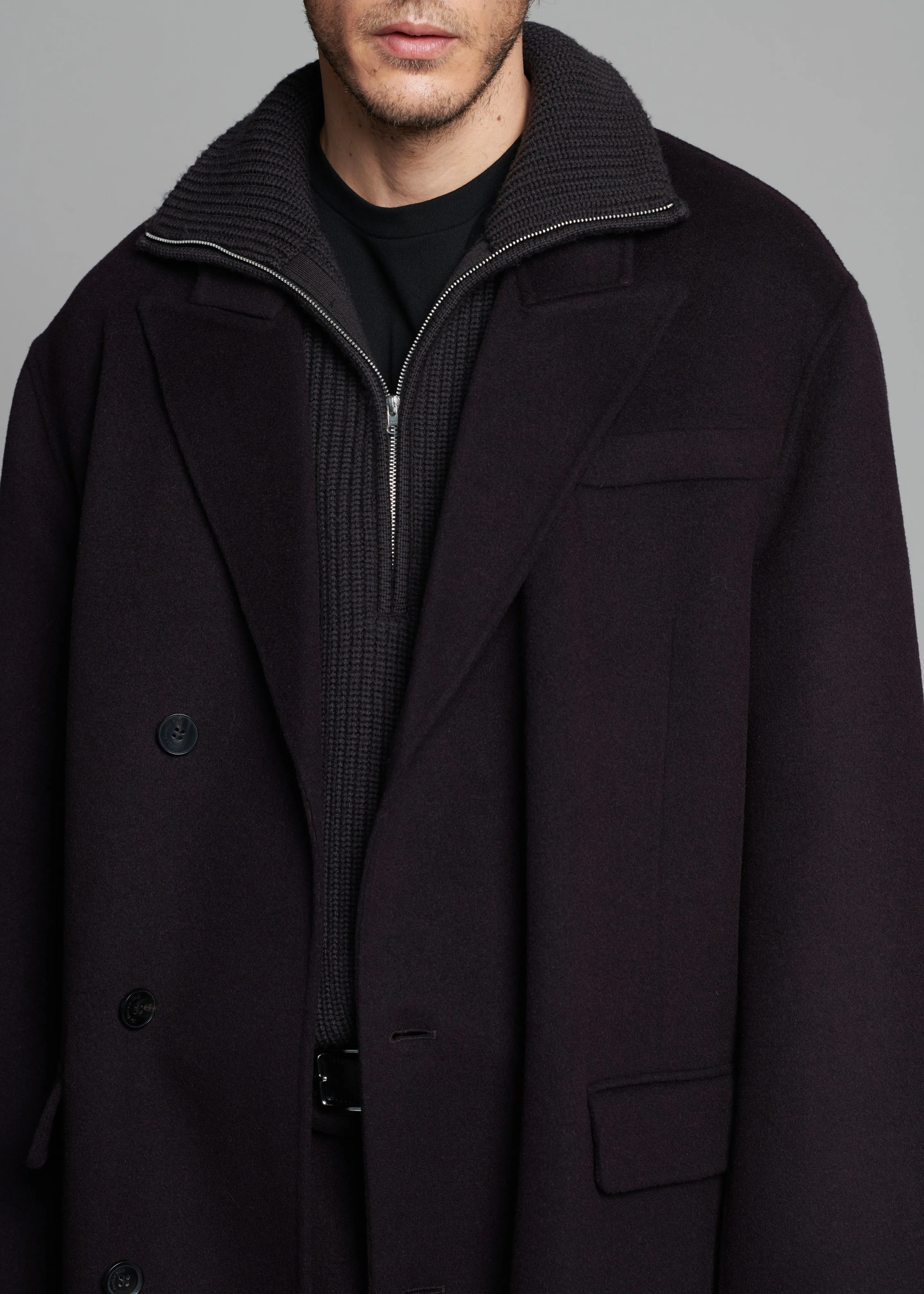 Paxton Wool Coat - Dark Plum