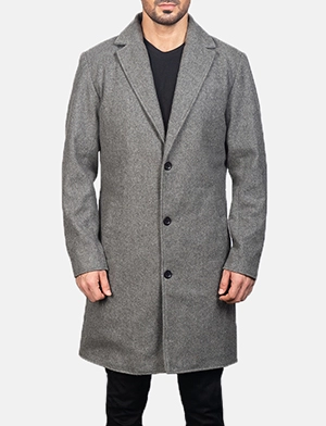 Petrillo Grey Wool Single Breasted Coat