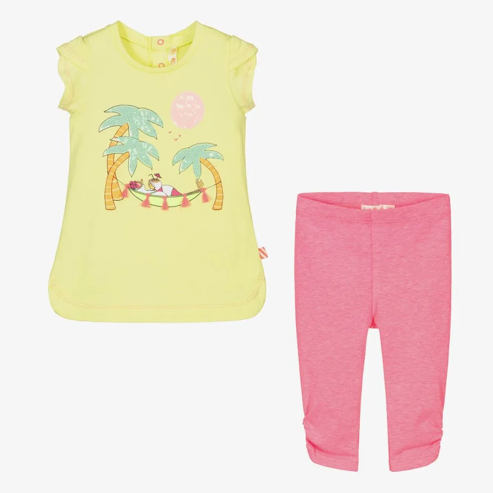 Pink & Yellow Leggings Set