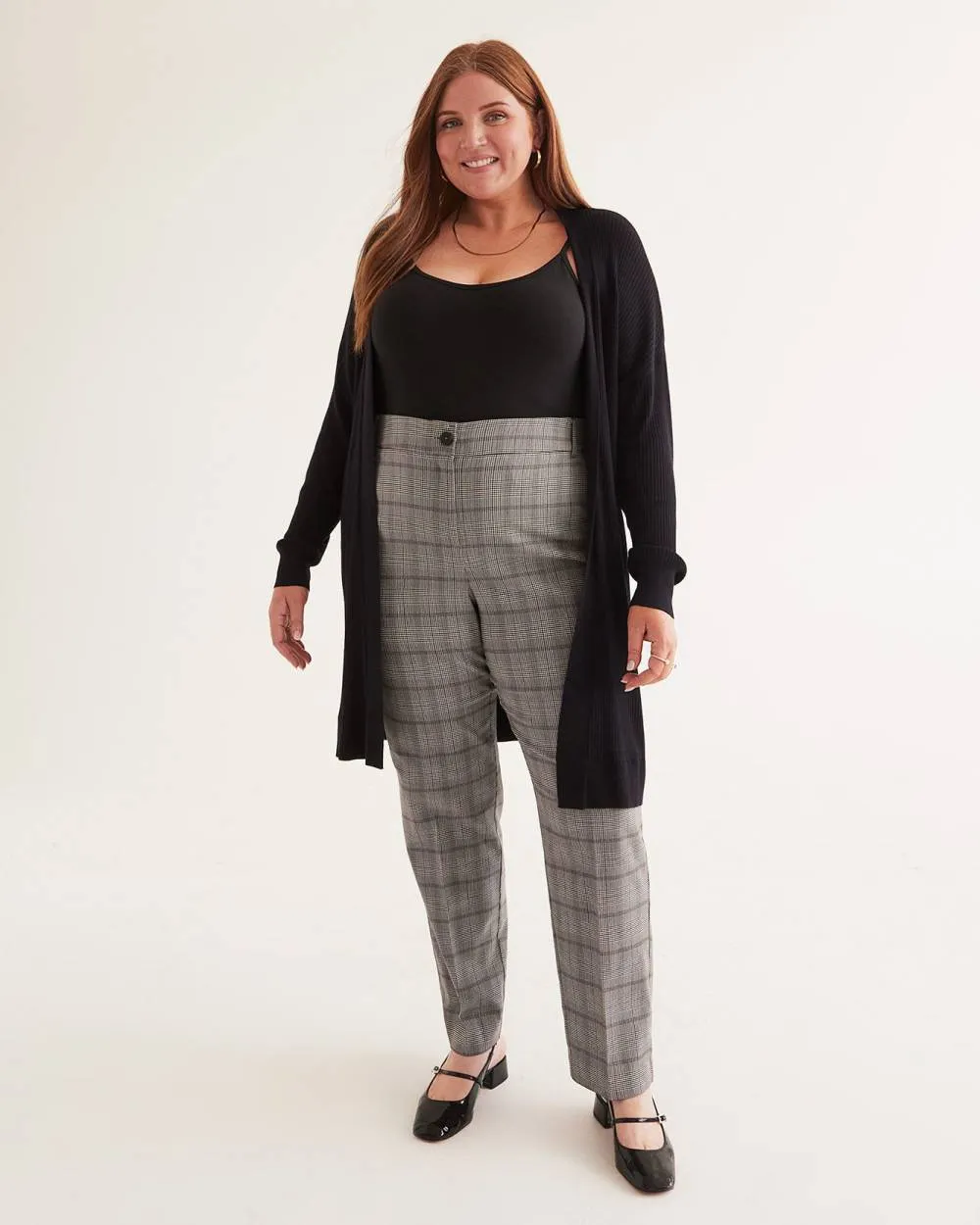 Plaid Curvy-Fit Straight-Leg Pant