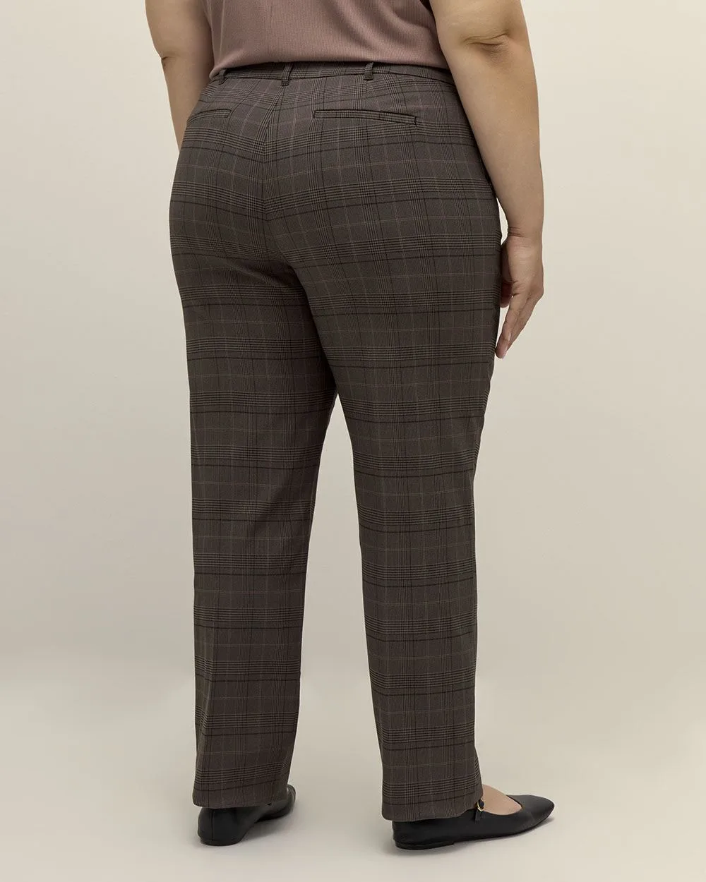 Plaid Straight-Leg Savvy Pant - PENN. Essentials