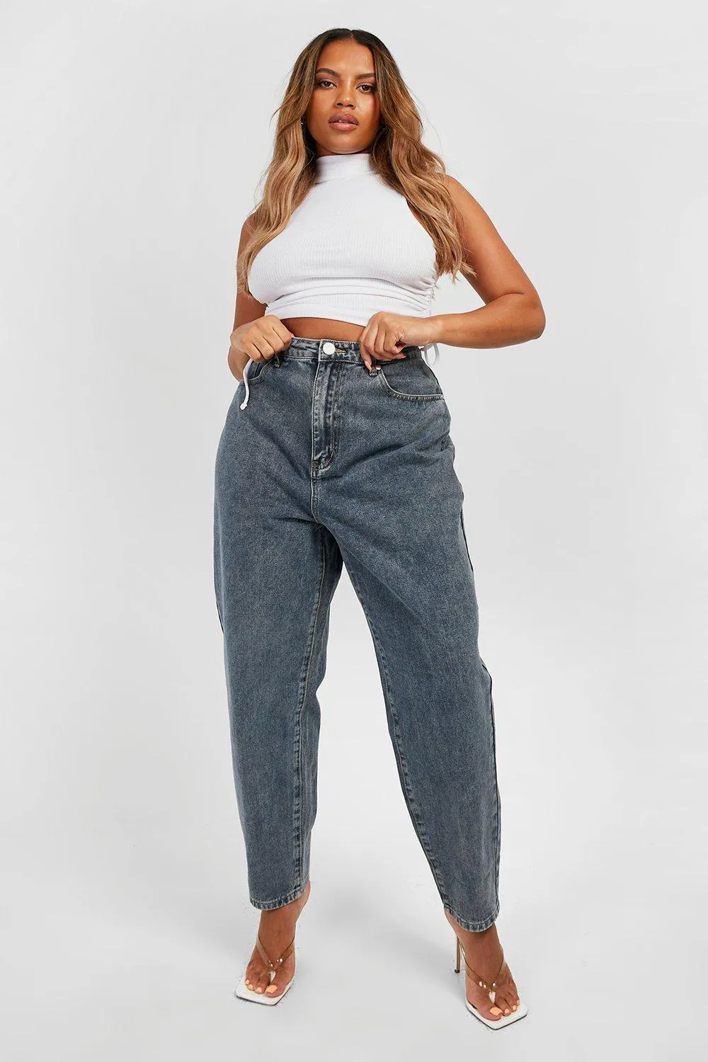 Plus High Waisted Mom Jeans