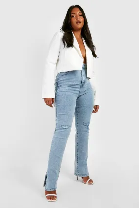 Plus High Waisted Split Hem Skinny Jeans