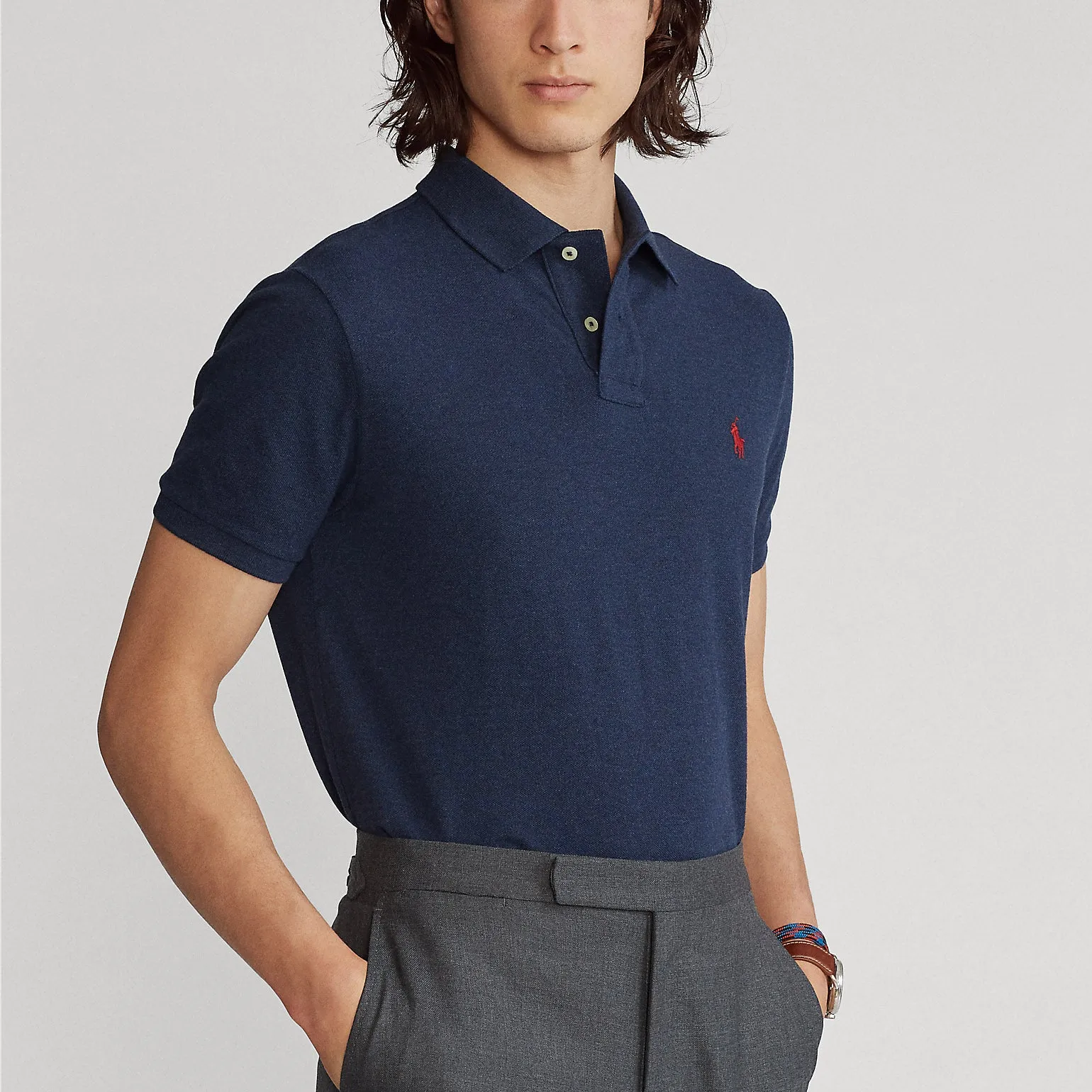 Polo Ralph Lauren - Slim Fit Mesh Polo Shirt in Navy