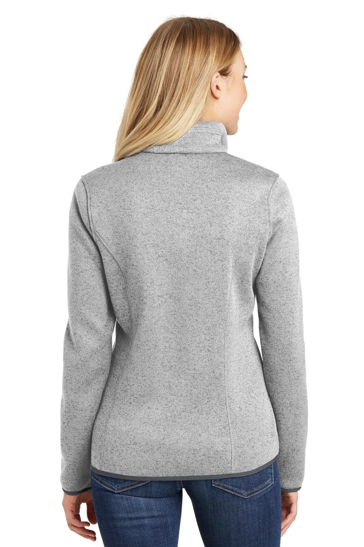 Port Authority Ladies Sweater Fleece Jacket L232 Grey Heather