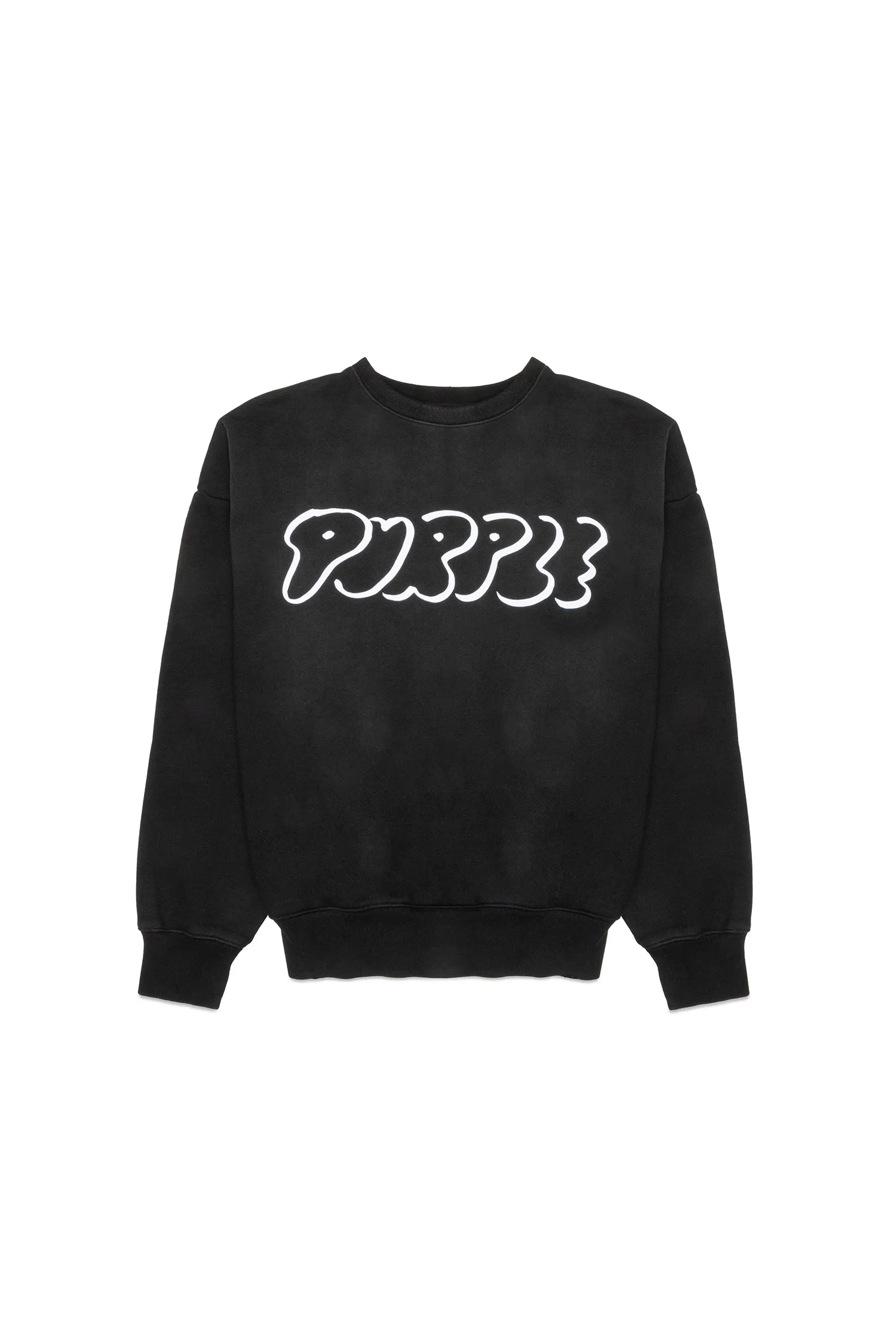 Purple Brand Fleece Crewneck-BLACK/WHITE