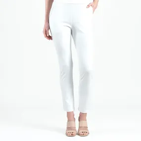 Rayon-Ponte Knit - Straight Leg Pocket Pant - White