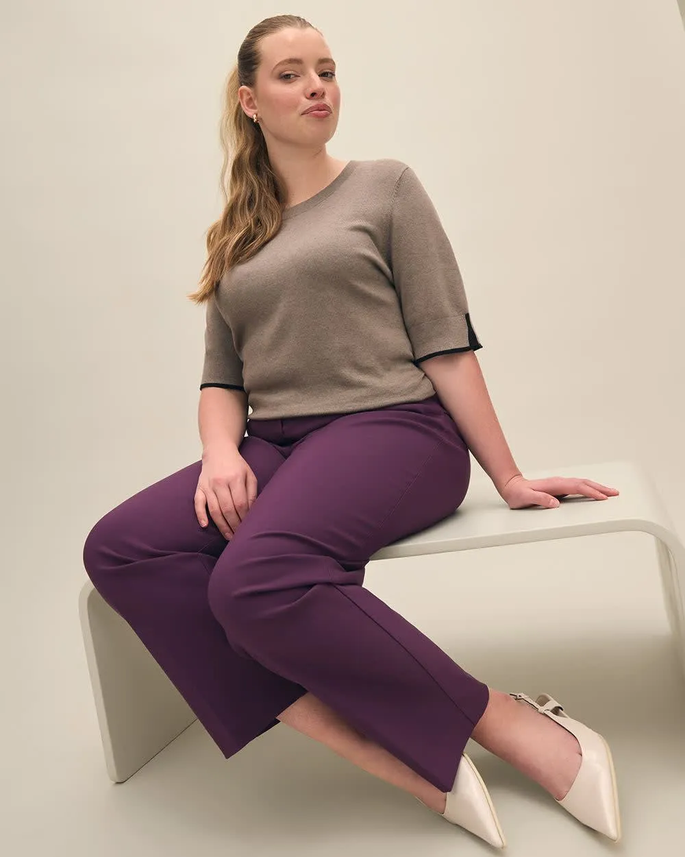 Responsible, Petite, Purple Straight-Leg Savvy Pant - PENN. Essentials