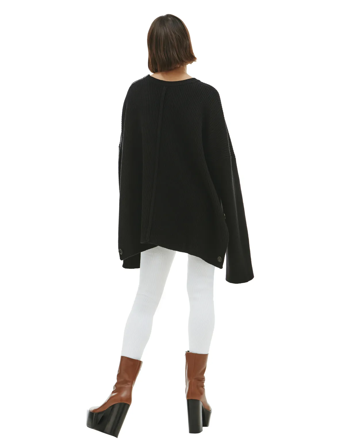 Ribbed Knit Cape Sweater