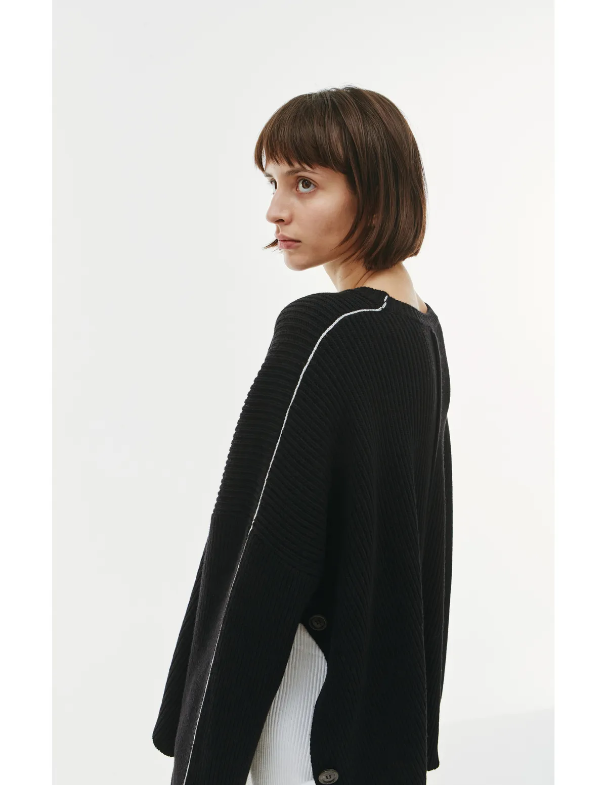 Ribbed Knit Cape Sweater