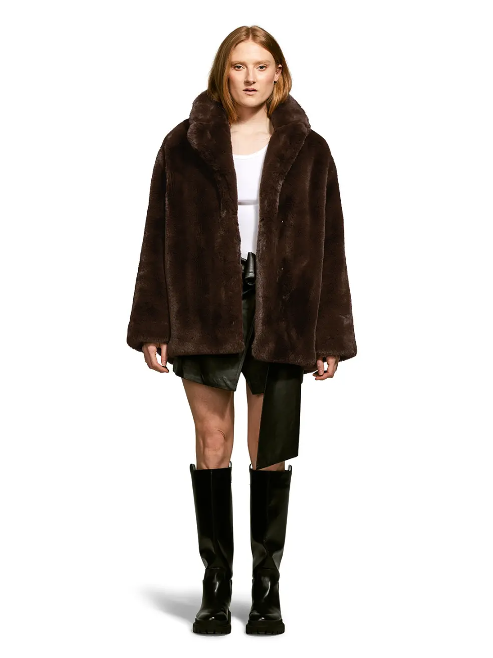 		Riley  Espresso Faux Fur Coat	