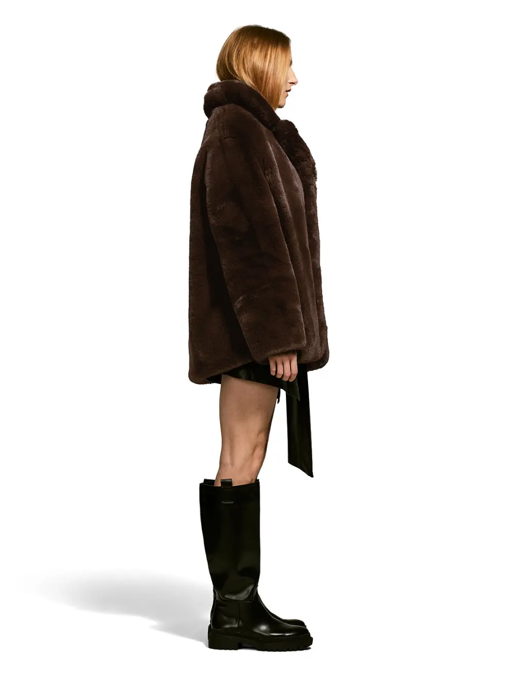 		Riley  Espresso Faux Fur Coat	