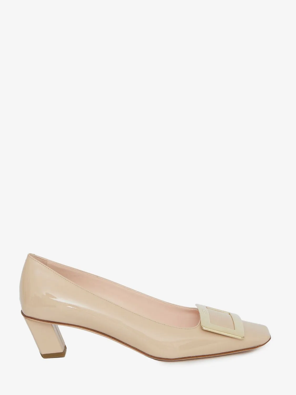 ROGER VIVIER Elegant Beige Patent Leather Pumps with Iconic Buckle - Heel 1.77 in