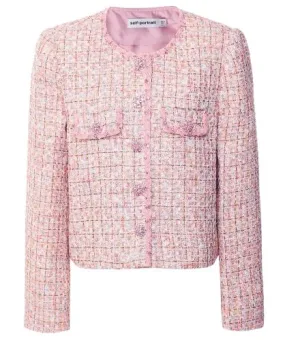 Self Portrait Pink Boucle Crop Jacket | Jules B