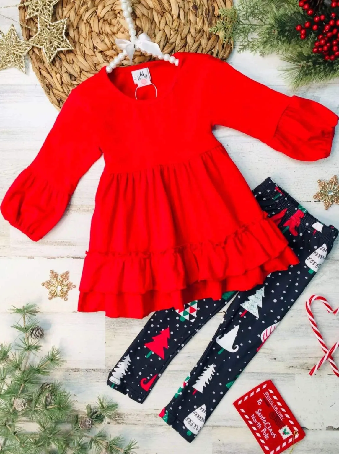 Silent Night Ruffle Tunic And Legging Set