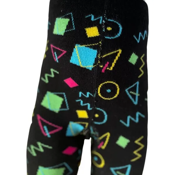 Slugs & Snails 80's Retro Print Footed Tights, Black & Multicolors