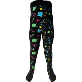 Slugs & Snails 80's Retro Print Footed Tights, Black & Multicolors