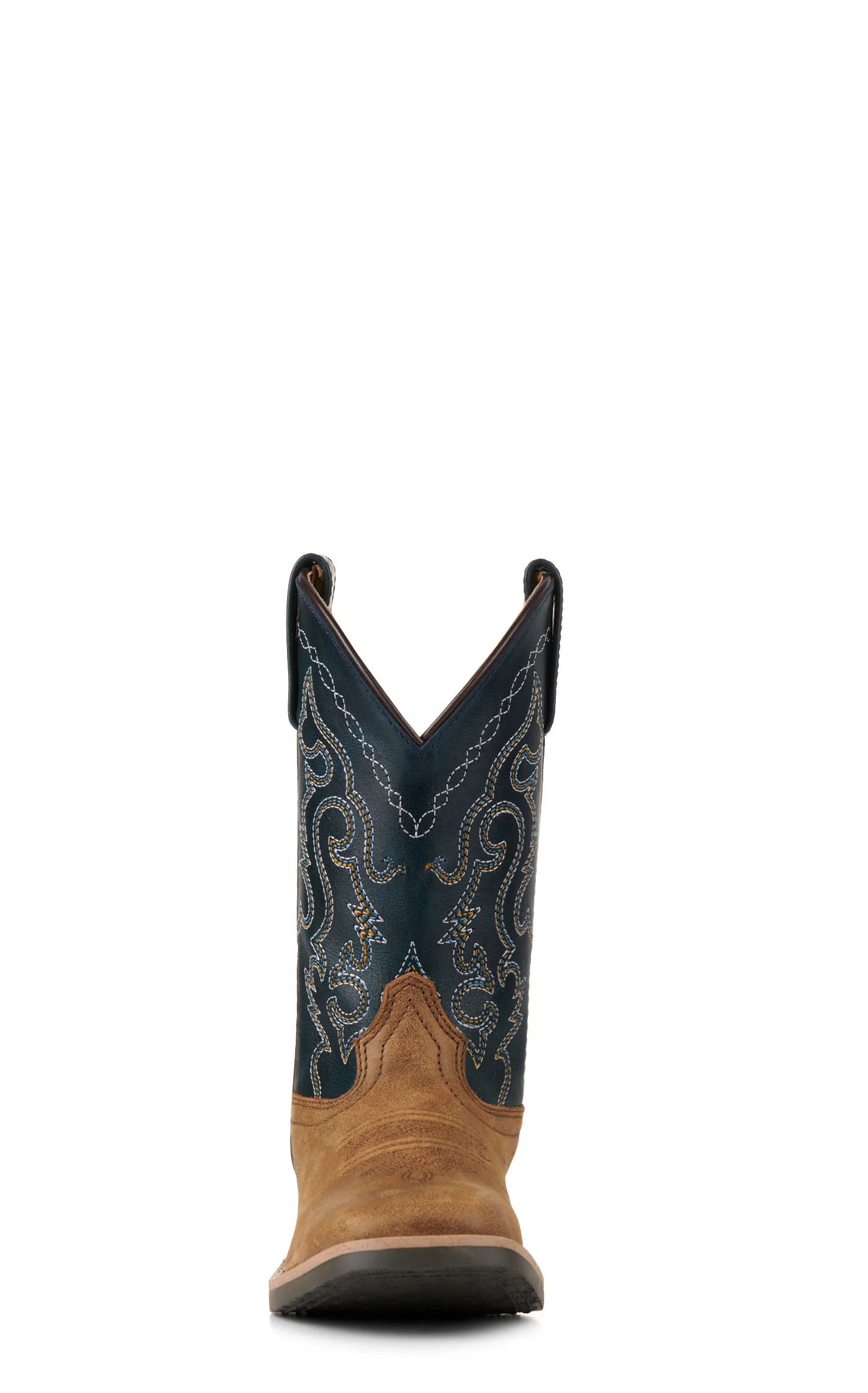 Smoky Mountain Youth Antique Brown and Midnight Blue Wide Square Toe Cowboy Boots