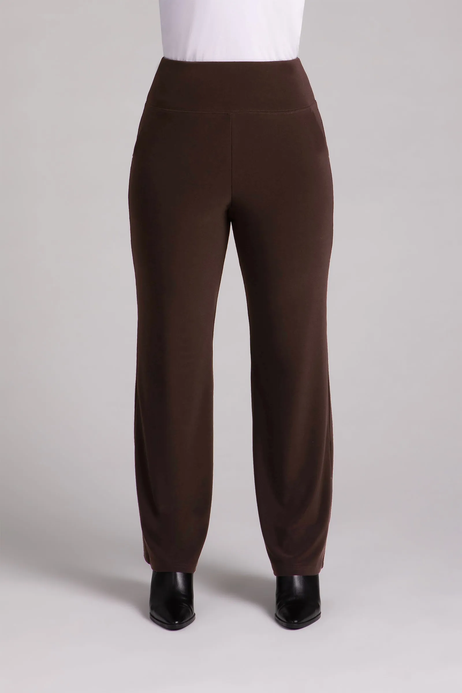 Straight Leg Pant with Yoke | Chocolate