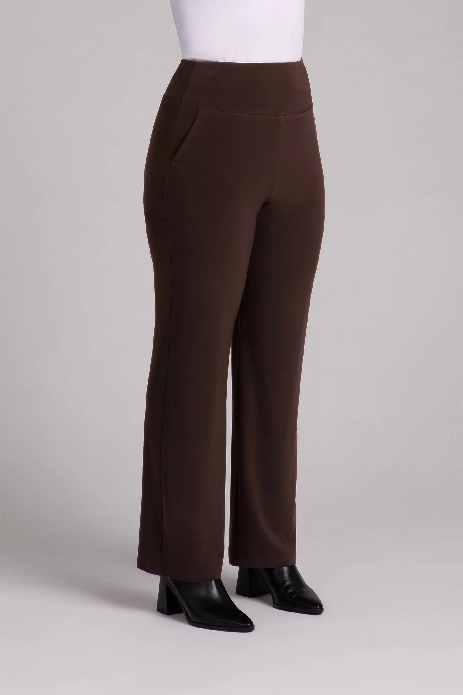 Straight Leg Pant with Yoke | Chocolate