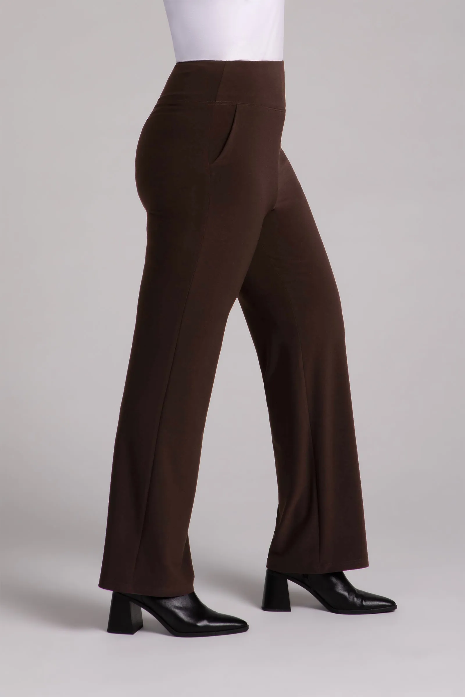 Straight Leg Pant with Yoke | Chocolate