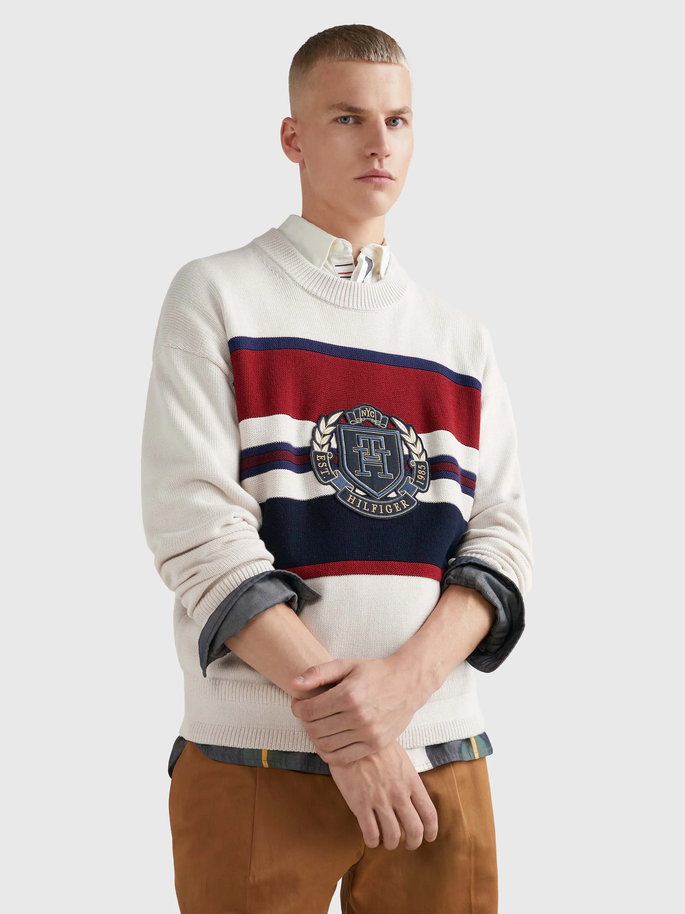 Stripe Crew Neck Relaxed Fit Jumper | Sweatshirts & Hoodies | Tommy Hilfiger