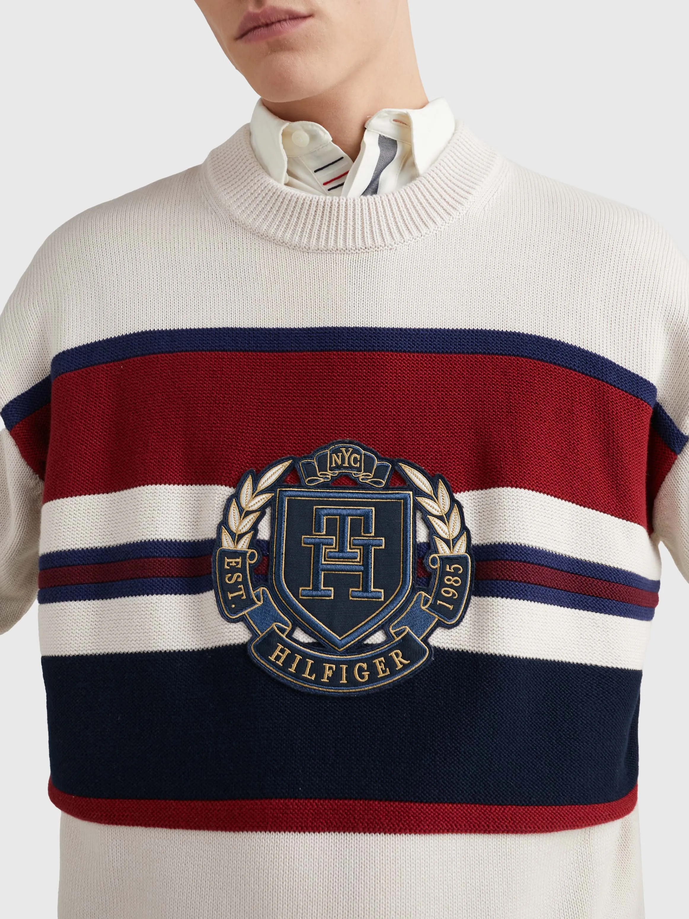 Stripe Crew Neck Relaxed Fit Jumper | Sweatshirts & Hoodies | Tommy Hilfiger