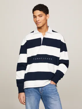 Stripe Relaxed Long Sleeve Rugby Polo | Sweatshirts & Hoodies | Tommy Jeans