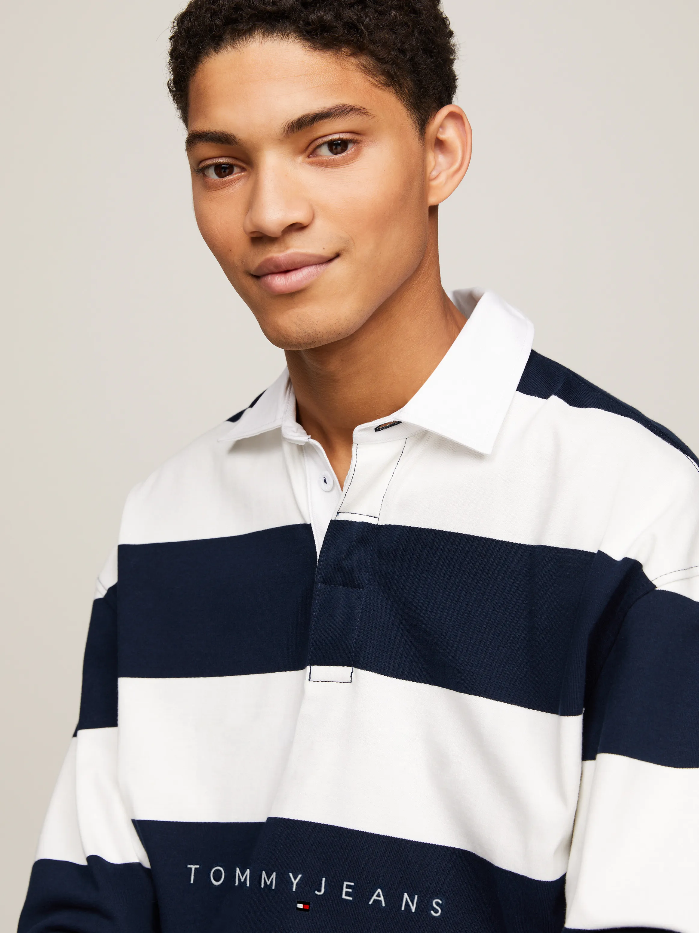 Stripe Relaxed Long Sleeve Rugby Polo | Sweatshirts & Hoodies | Tommy Jeans