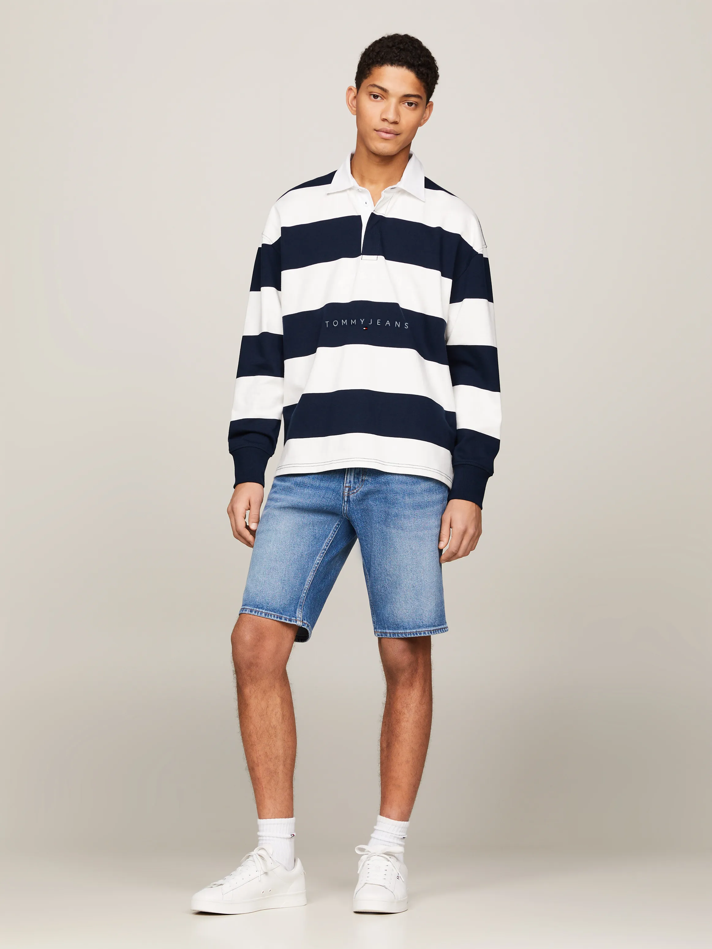 Stripe Relaxed Long Sleeve Rugby Polo | Sweatshirts & Hoodies | Tommy Jeans