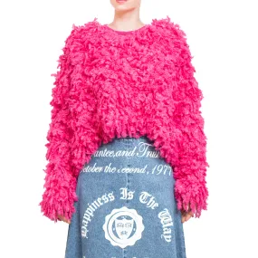 Sweater with Boucle Meta fur concept Fucsia