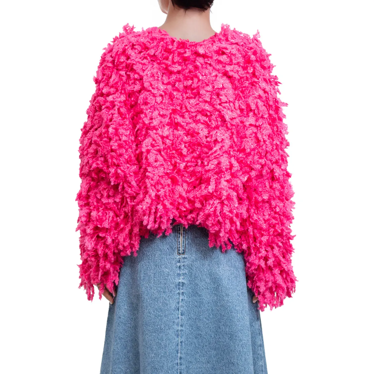 Sweater with Boucle Meta fur concept Fucsia