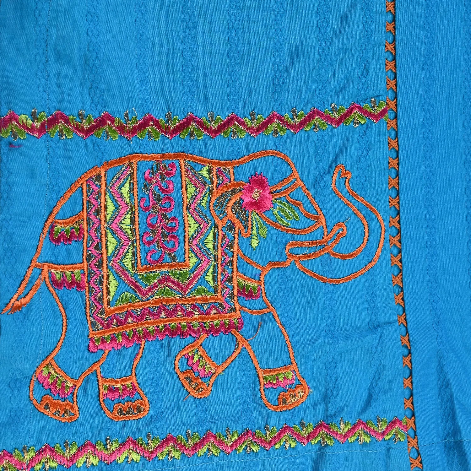 Teen Girls Jacquard EMB Kurti Elephant-Teal