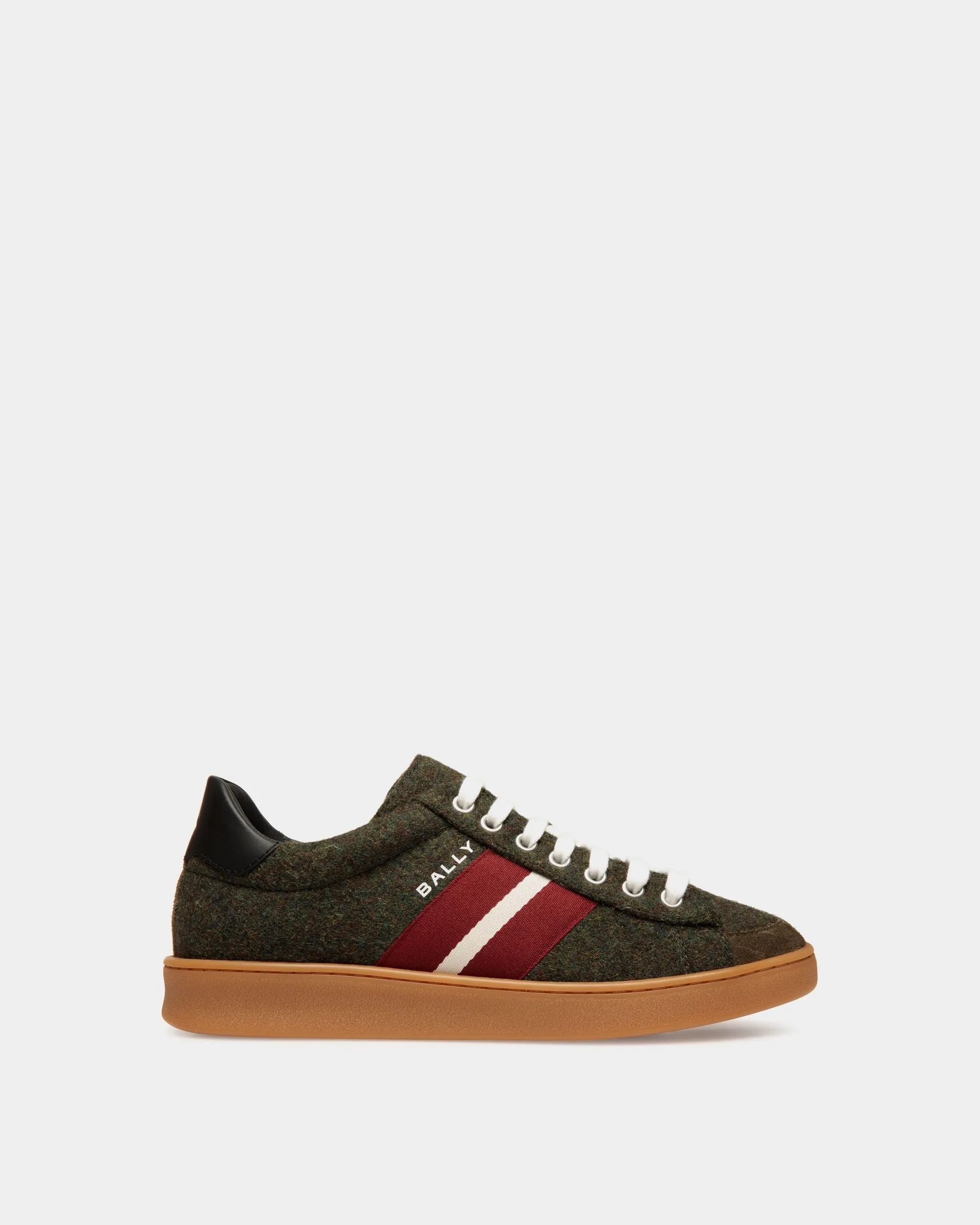 Tennis Sneaker In Sage Green and Red Wool Fabric 