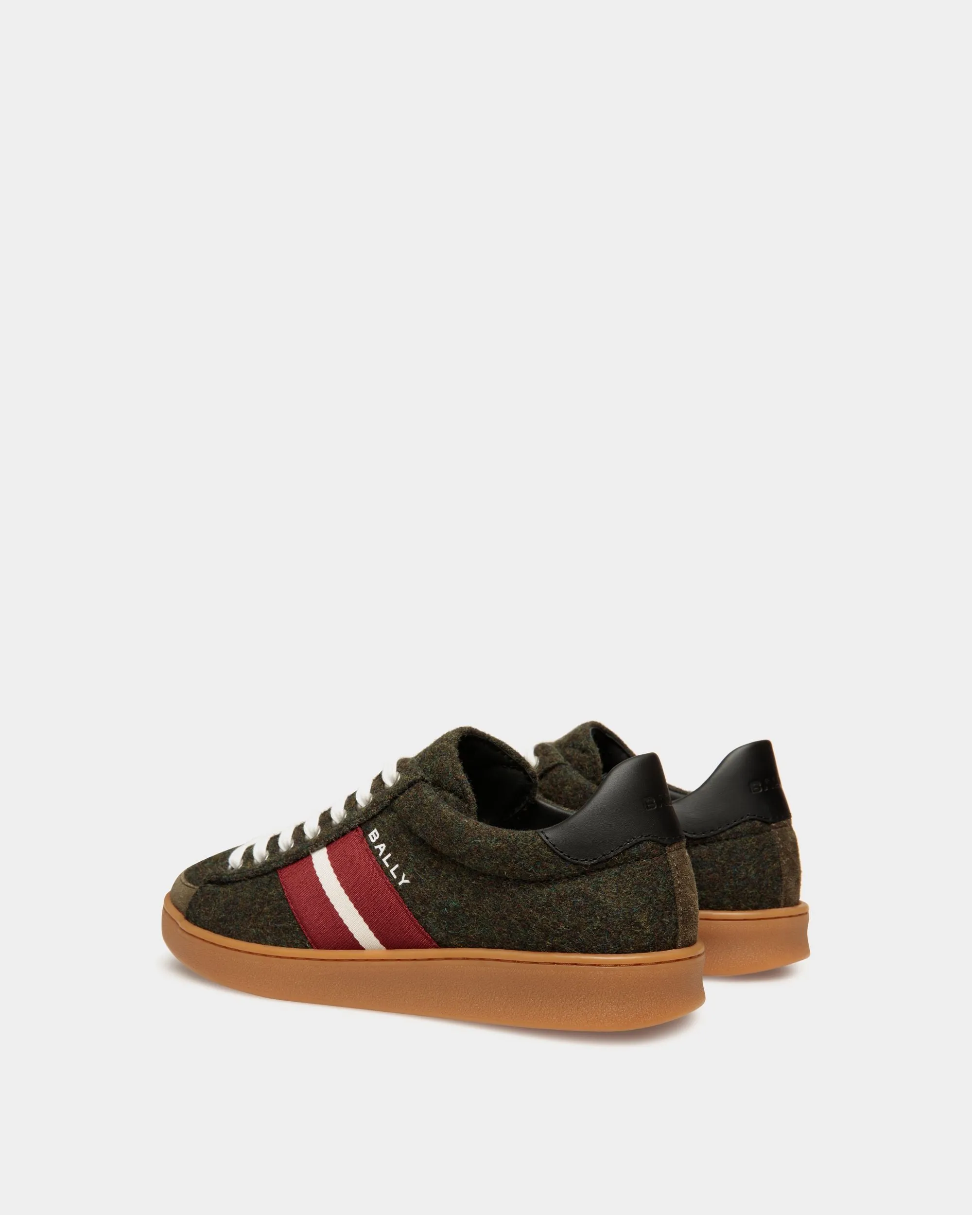 Tennis Sneaker In Sage Green and Red Wool Fabric 