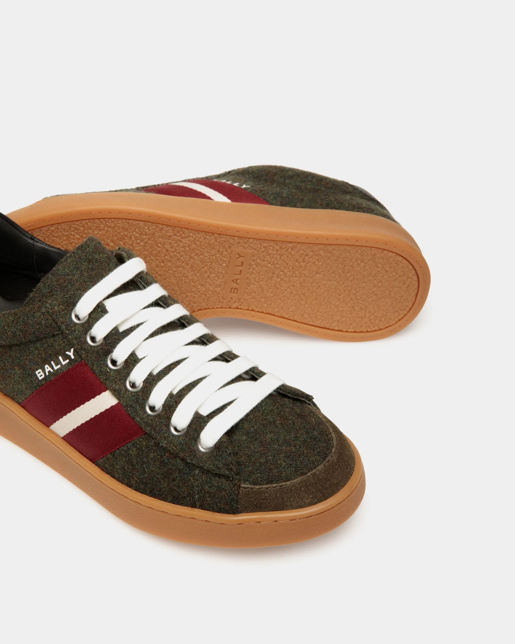 Tennis Sneaker In Sage Green and Red Wool Fabric 