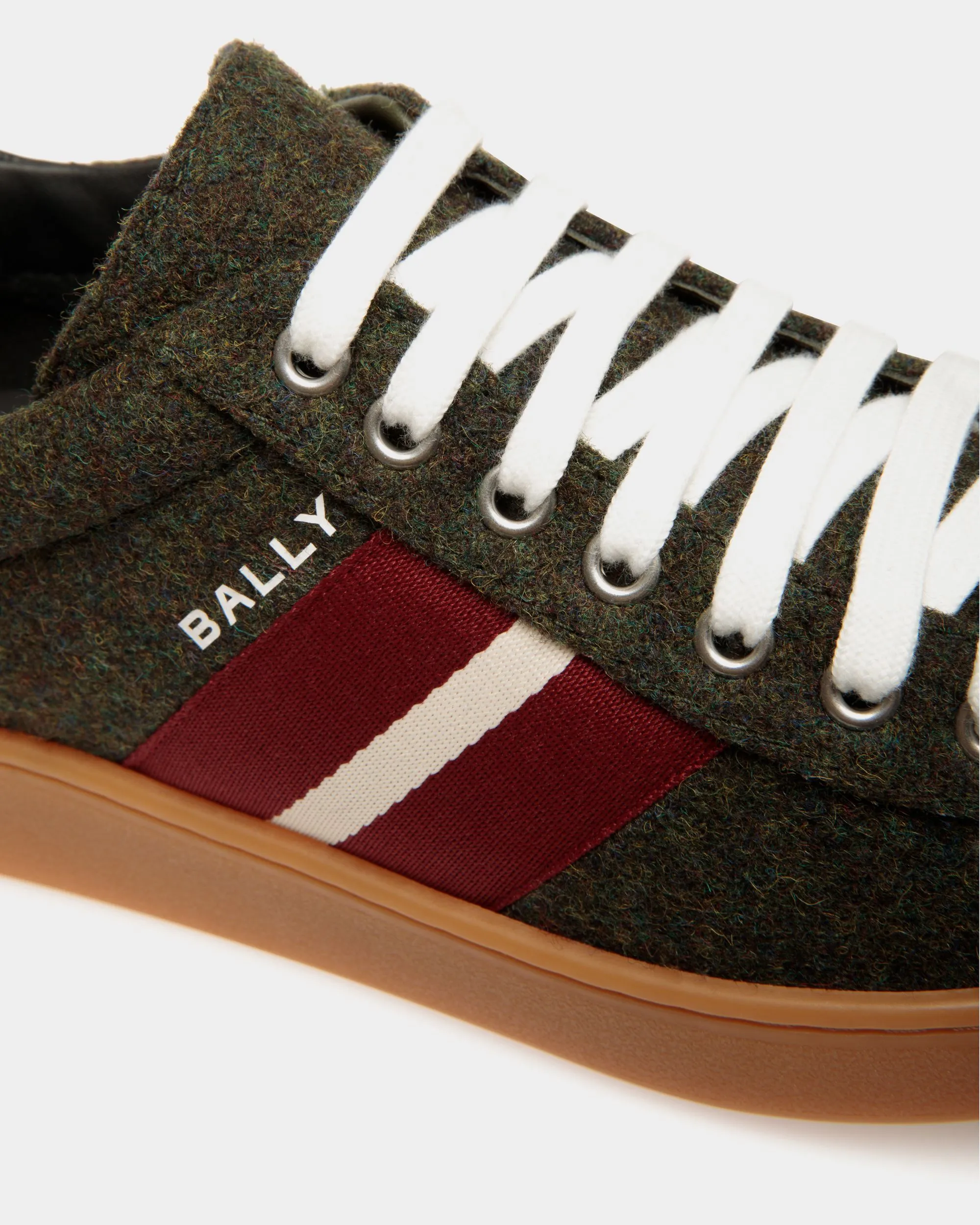 Tennis Sneaker In Sage Green and Red Wool Fabric 