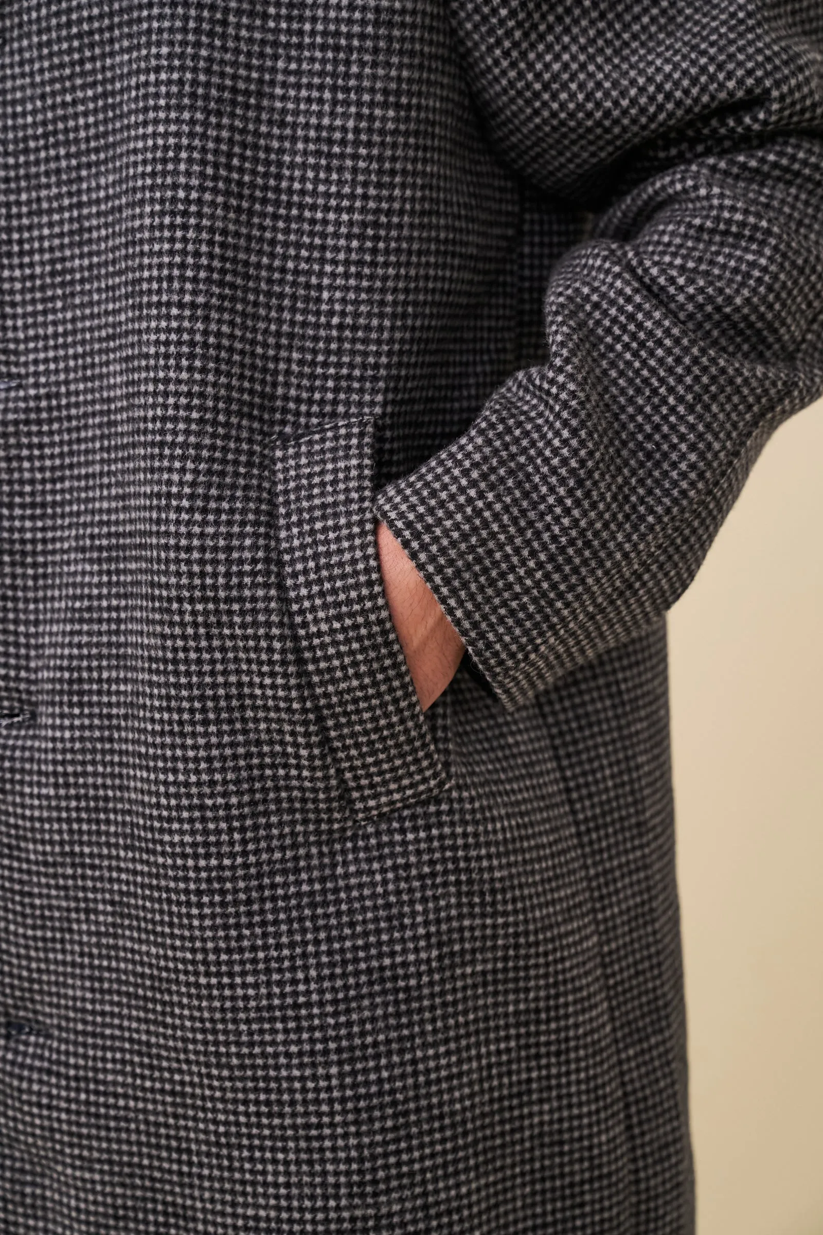 TRIBECA DOGTOOTH WOOL COAT - CHARC BLACK