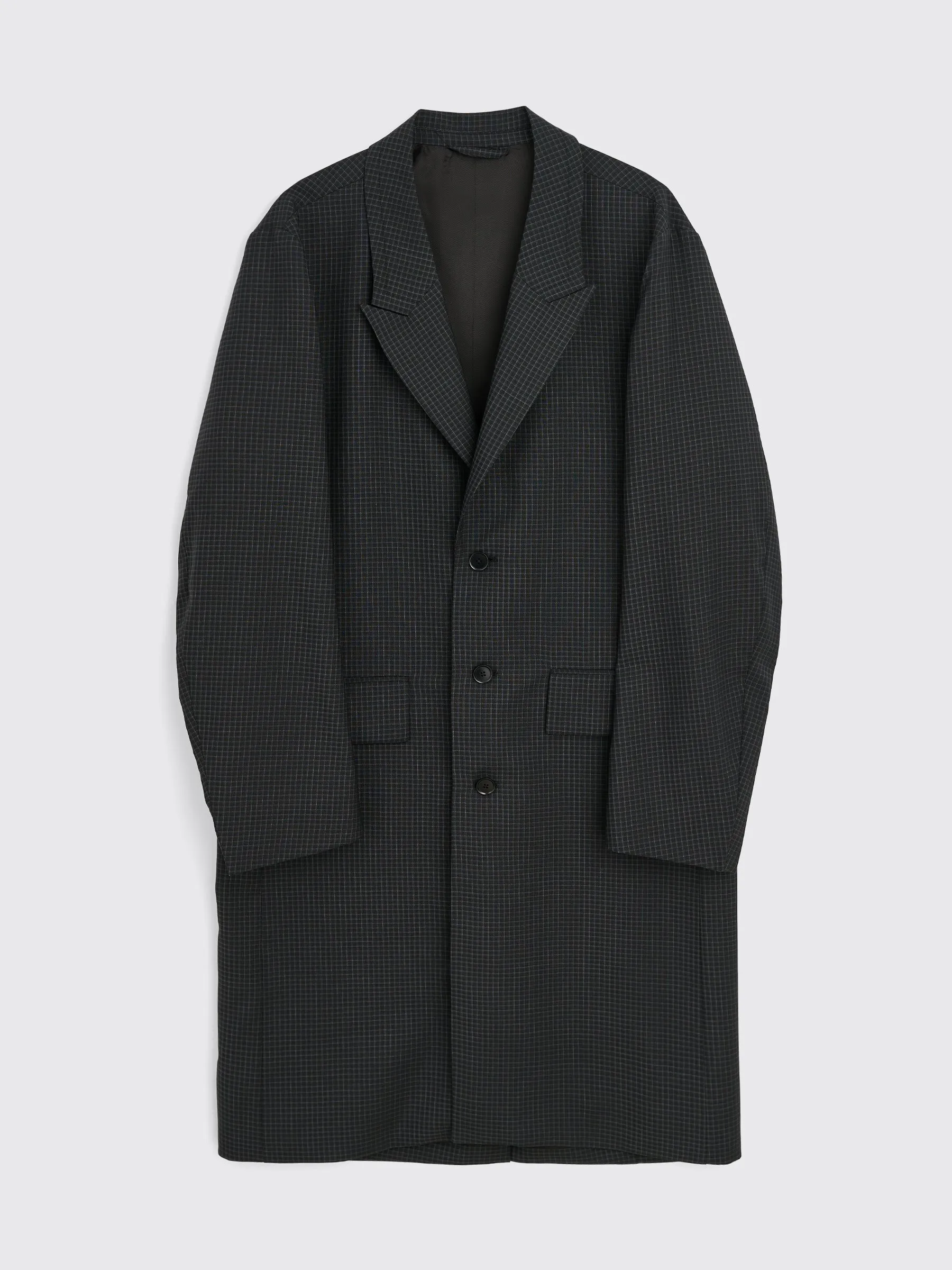 TRÈS BIEN everywear Peak Lapel Coat Virgin Wool Black Check