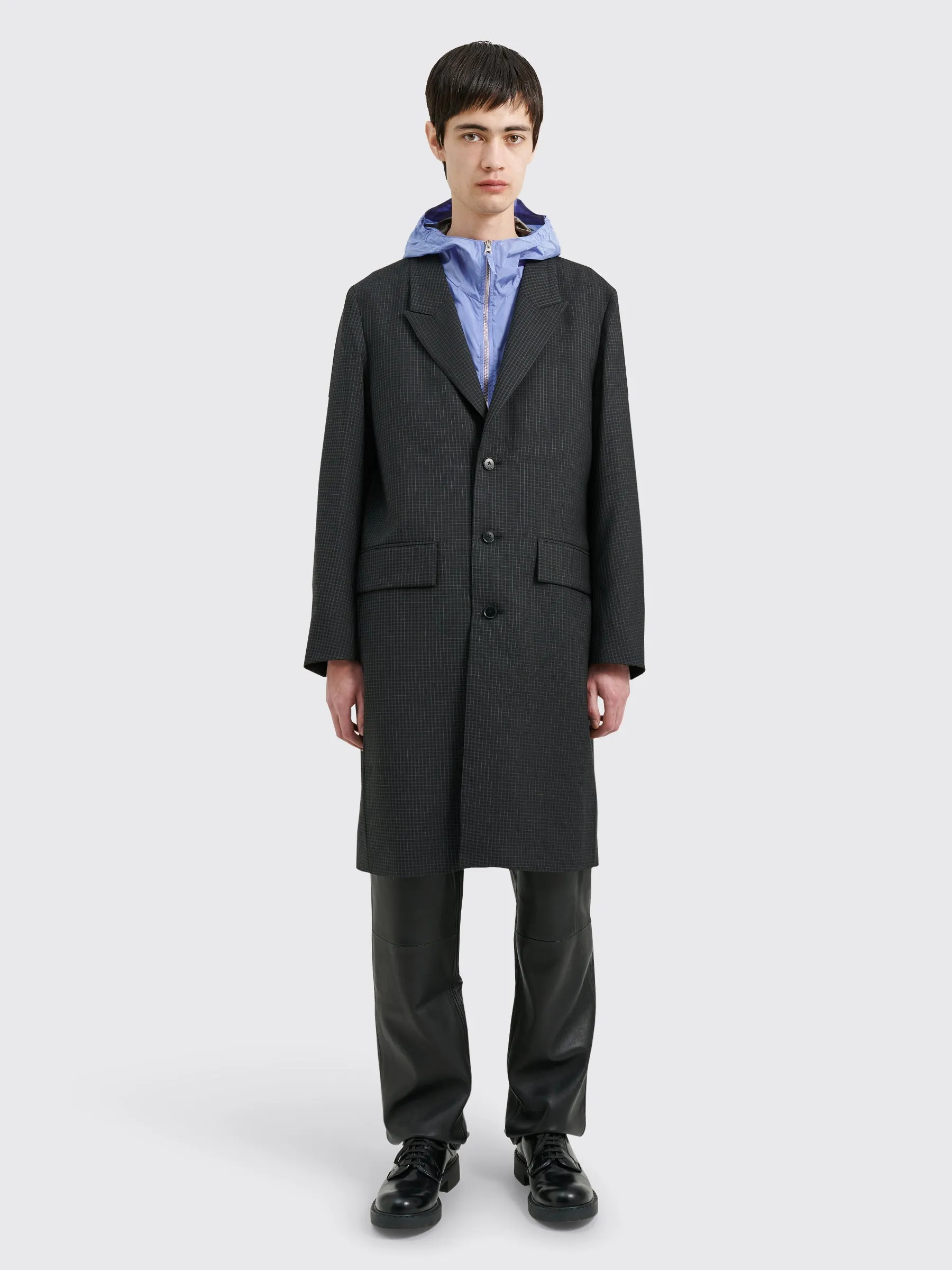 TRÈS BIEN everywear Peak Lapel Coat Virgin Wool Black Check