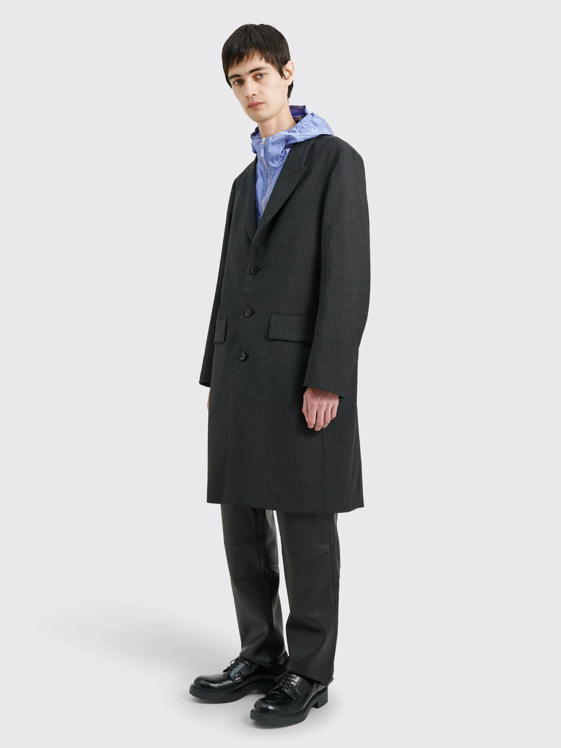 TRÈS BIEN everywear Peak Lapel Coat Virgin Wool Black Check