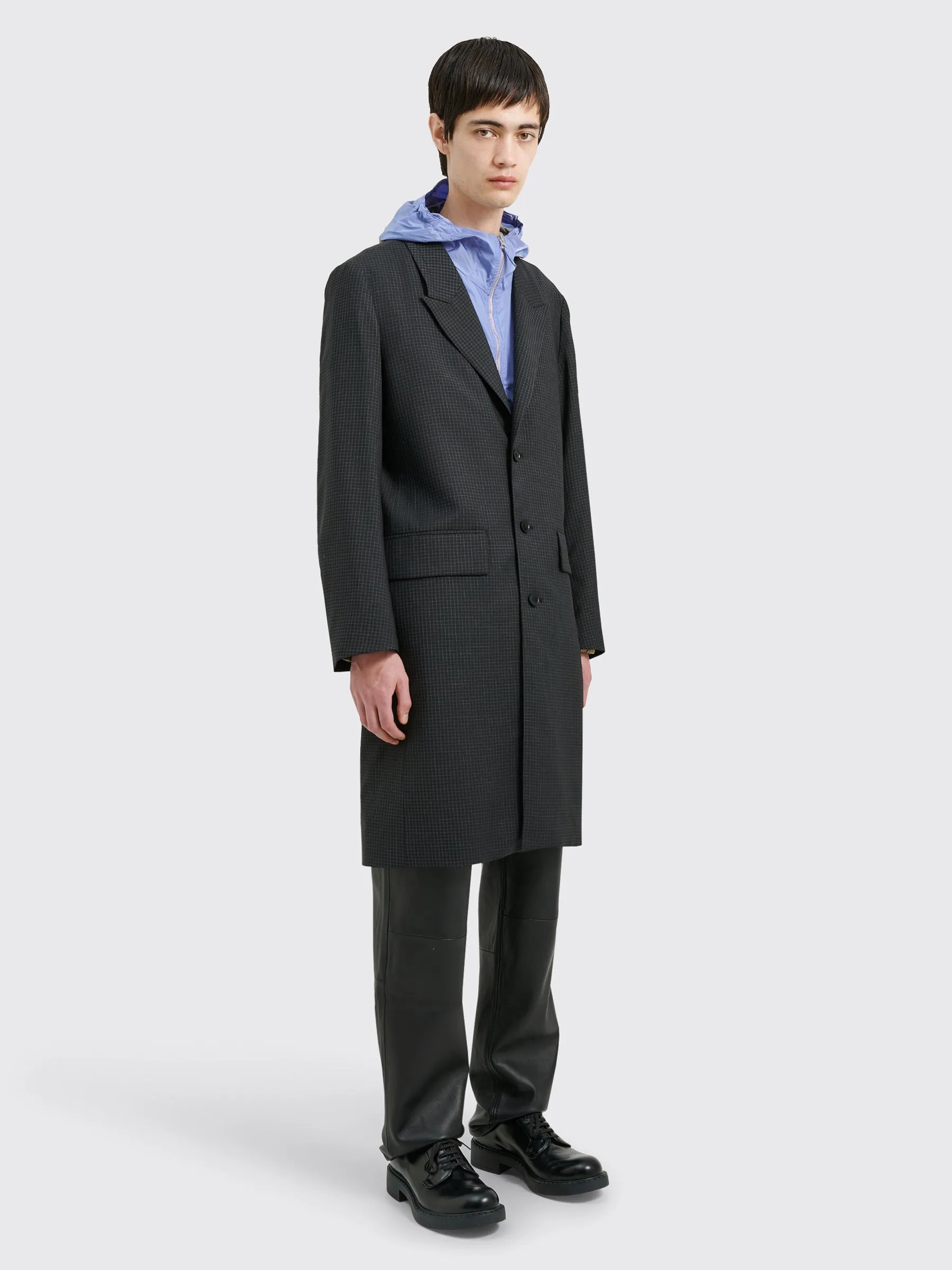 TRÈS BIEN everywear Peak Lapel Coat Virgin Wool Black Check