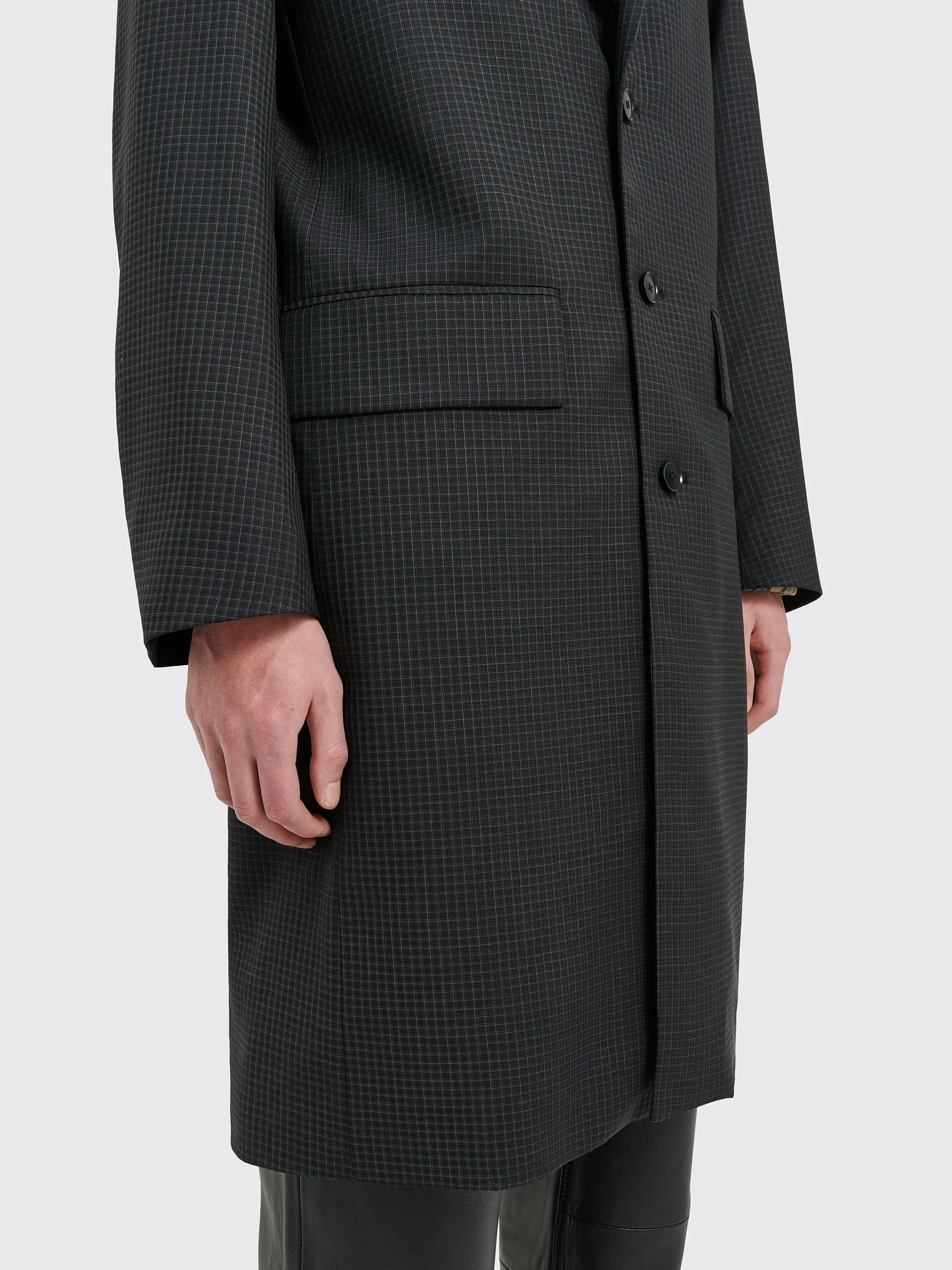 TRÈS BIEN everywear Peak Lapel Coat Virgin Wool Black Check