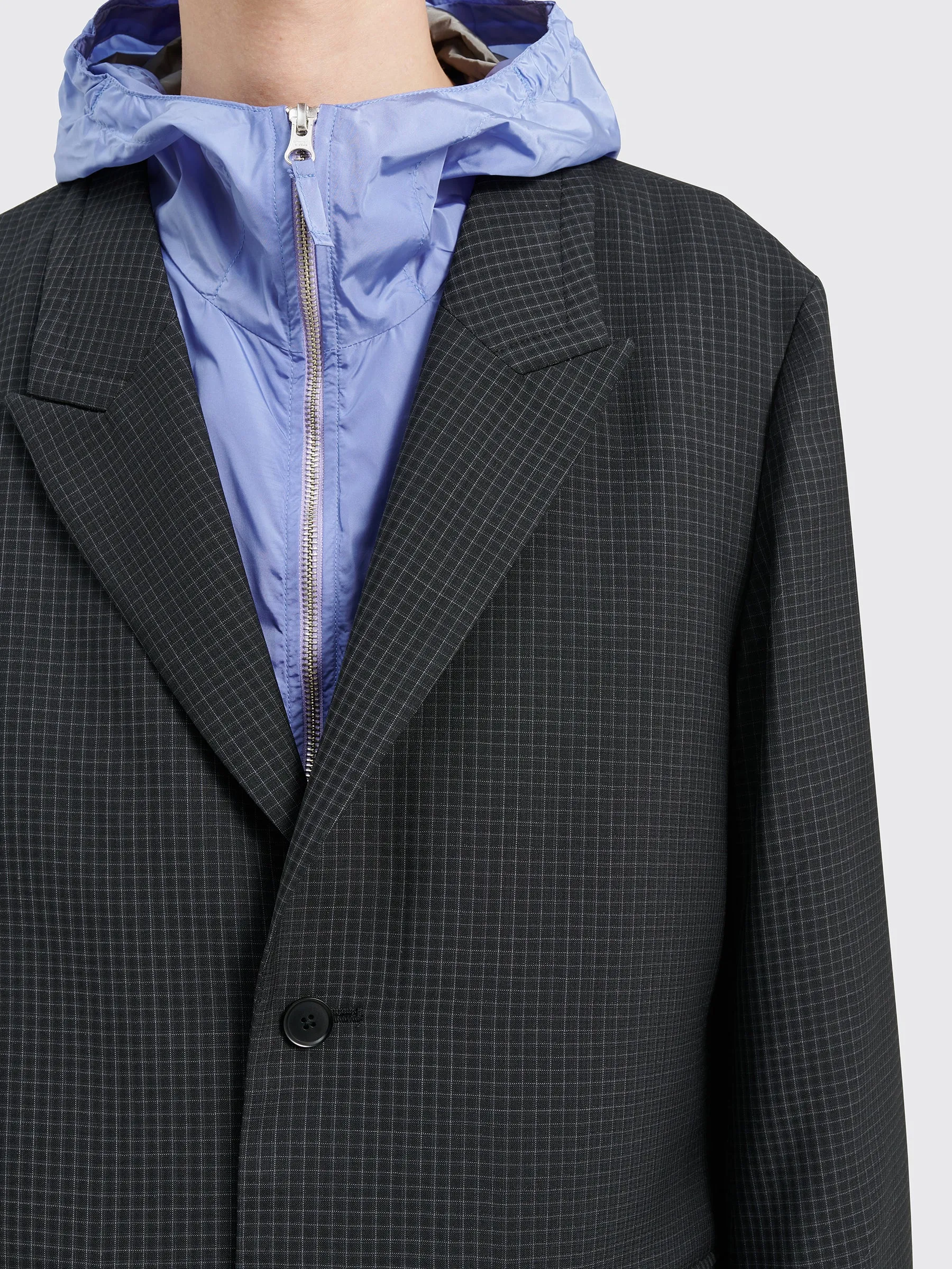 TRÈS BIEN everywear Peak Lapel Coat Virgin Wool Black Check