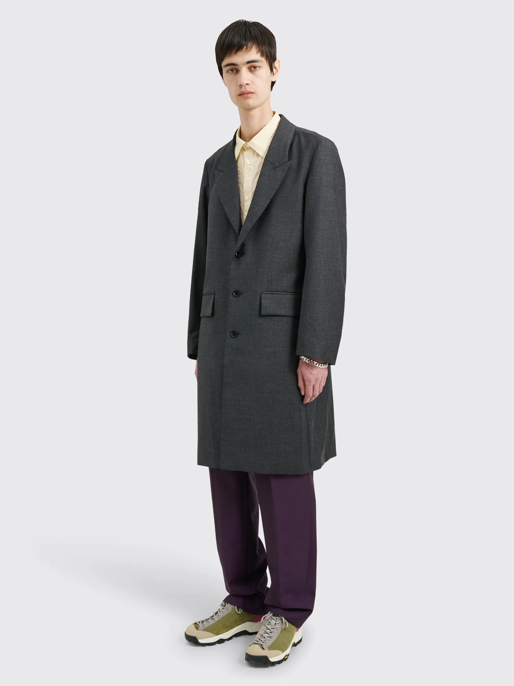 TRÈS BIEN everywear Peak Lapel Coat Wool Dark Grey