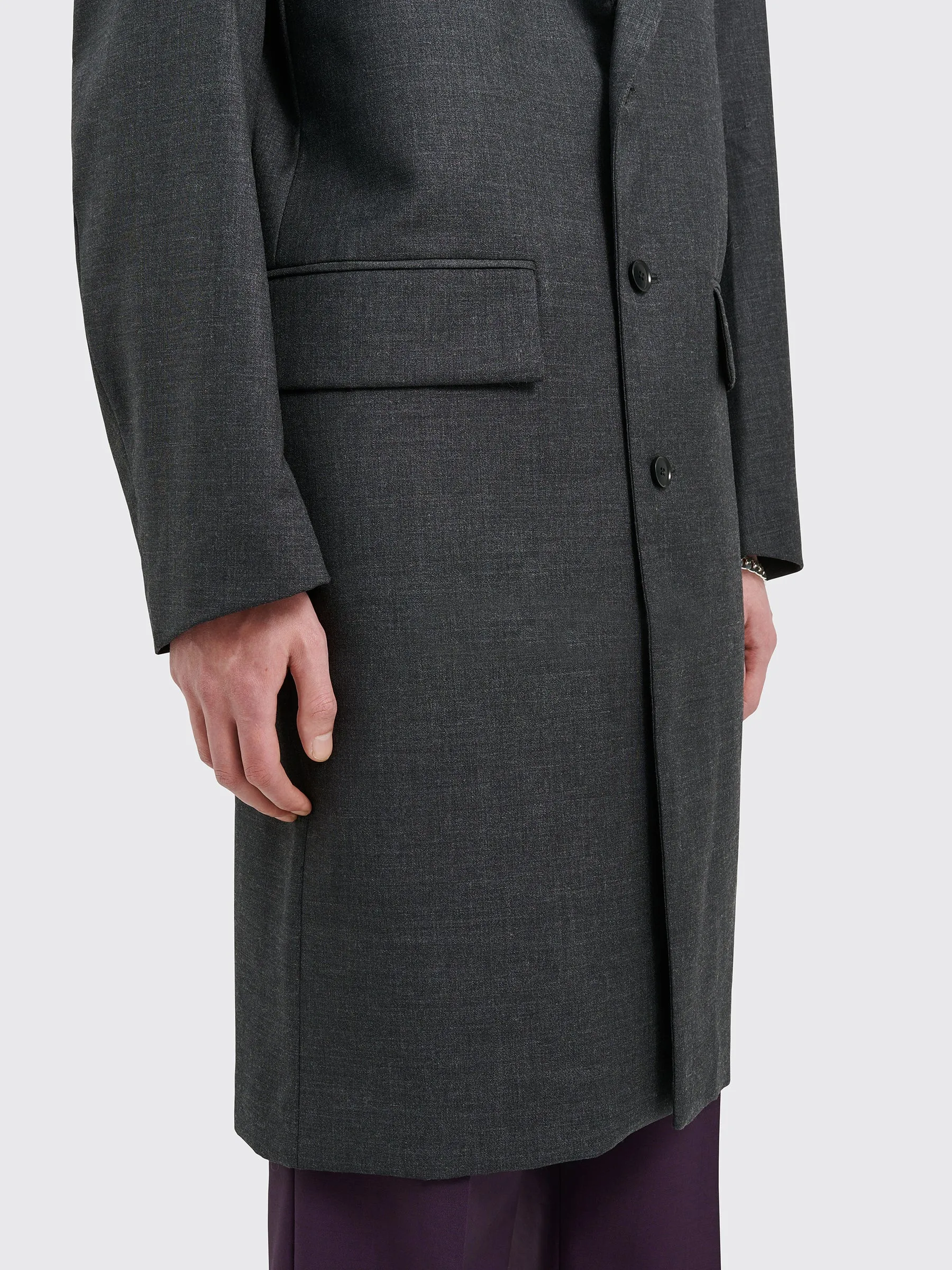 TRÈS BIEN everywear Peak Lapel Coat Wool Dark Grey