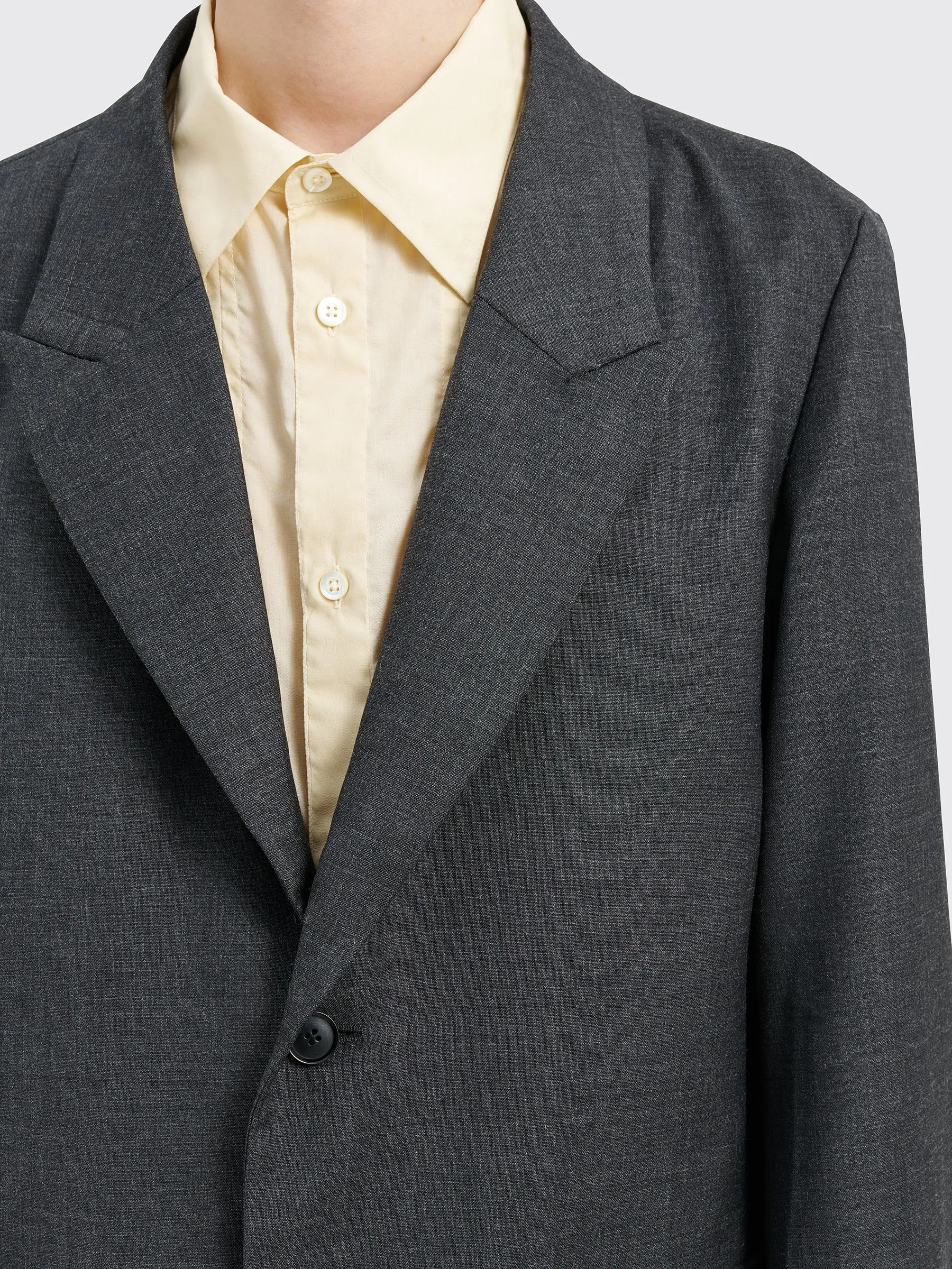 TRÈS BIEN everywear Peak Lapel Coat Wool Dark Grey