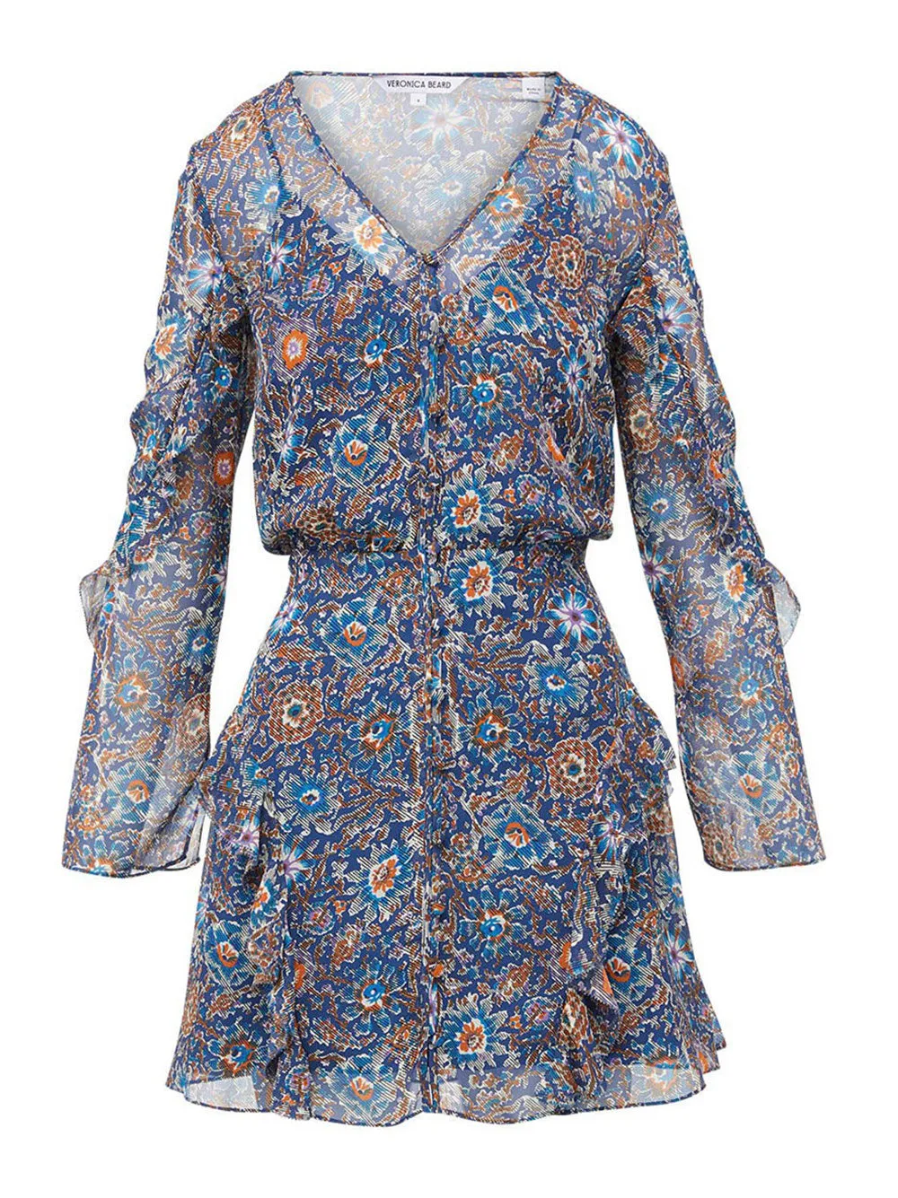 Veronica Beard Camden Floral Dress in Cerulean Multi